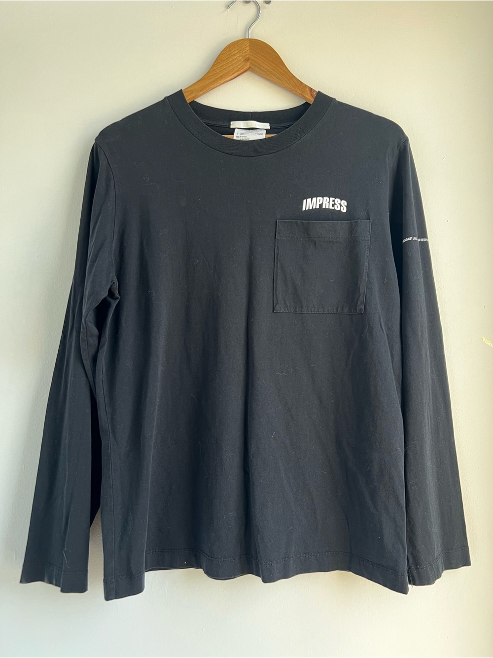 Impress Your Parents Wear Helmut Lang Black Long Sleeve t-shirt Mens M Womens L